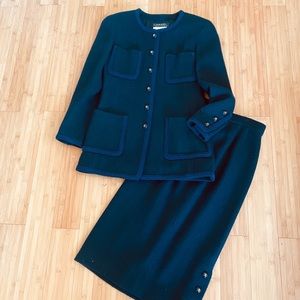 CHANEL Vintage Navy Skirt Suit 93C